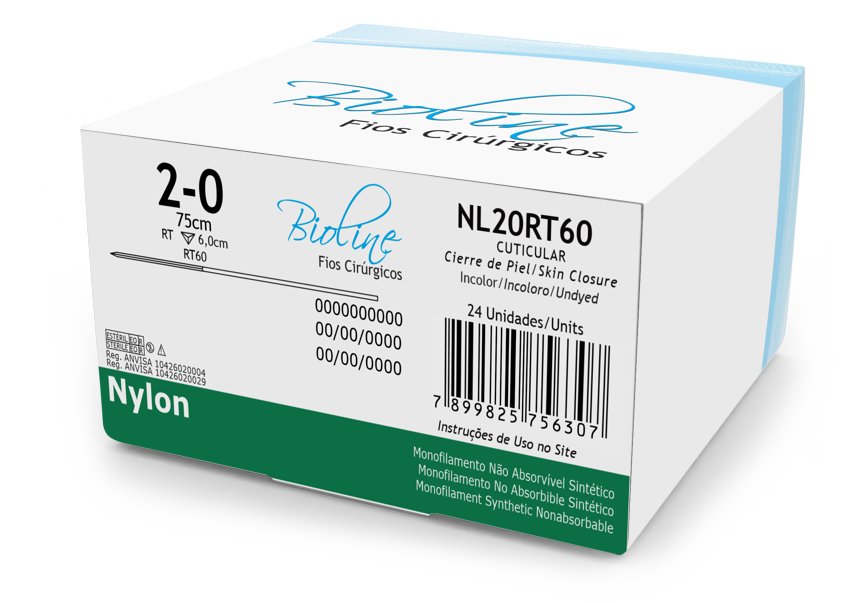 NYLON 2-0 RT COR 6,0-75CM INCOLOR