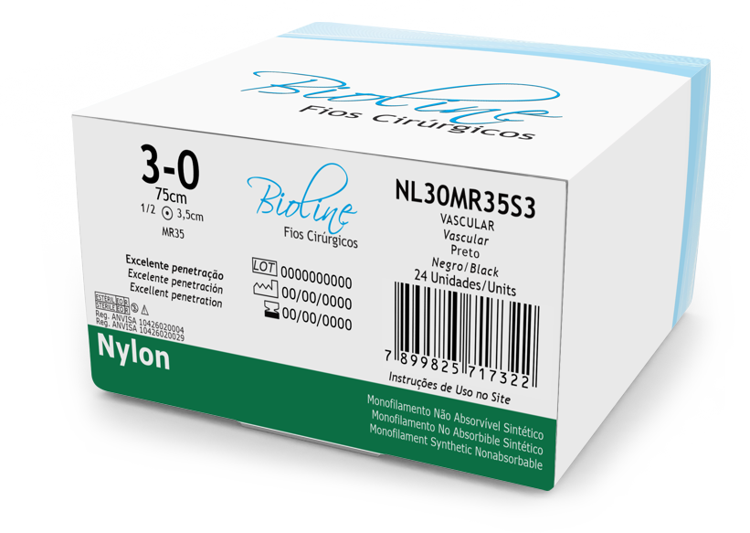 NYLON 3-0 AG1/2 CIL3,5-75CM